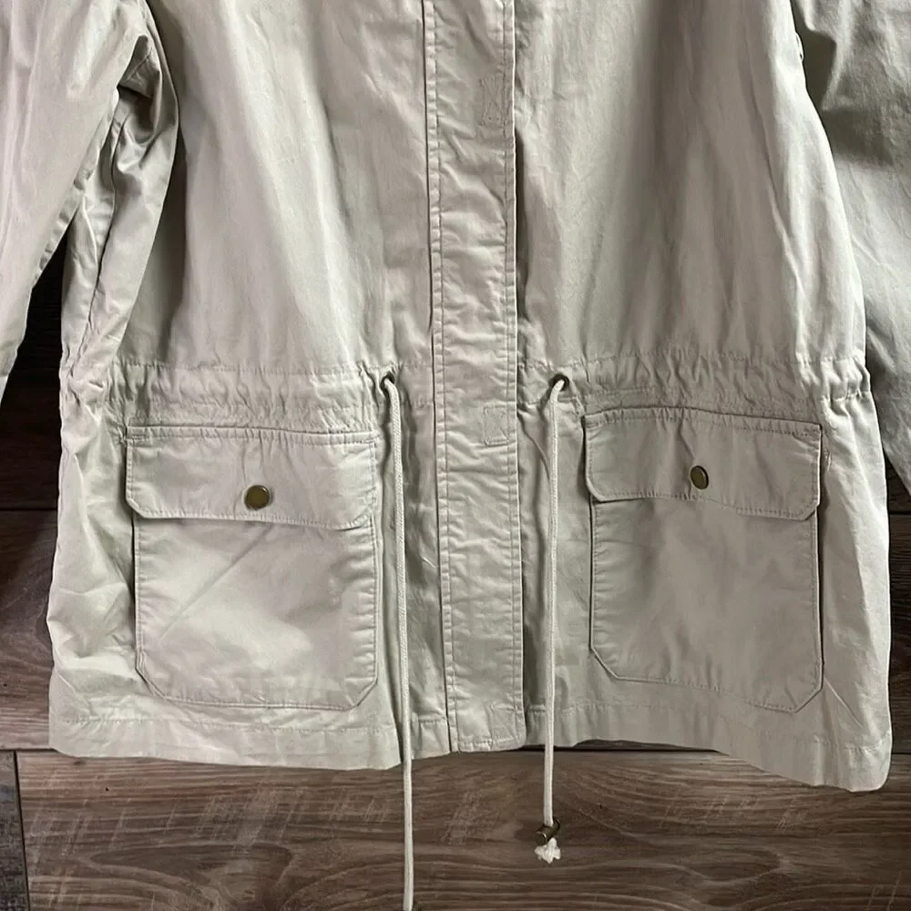 BASIC EDITION Khaki Outdoor Utility Jacket Drawstring Waist Deep Pockets Size L
